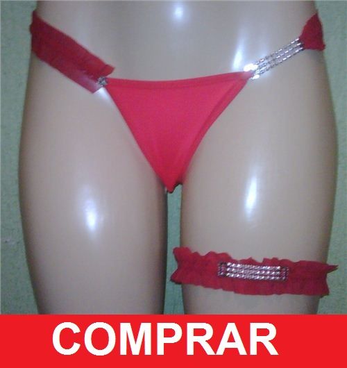 Conjunto Calcinha + persex Vermelha Metal