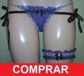 Conjunto Calcinha + persex Roxo Fita Preta