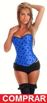 Corselet azul bolinhas preta + Tanga - Tam. P